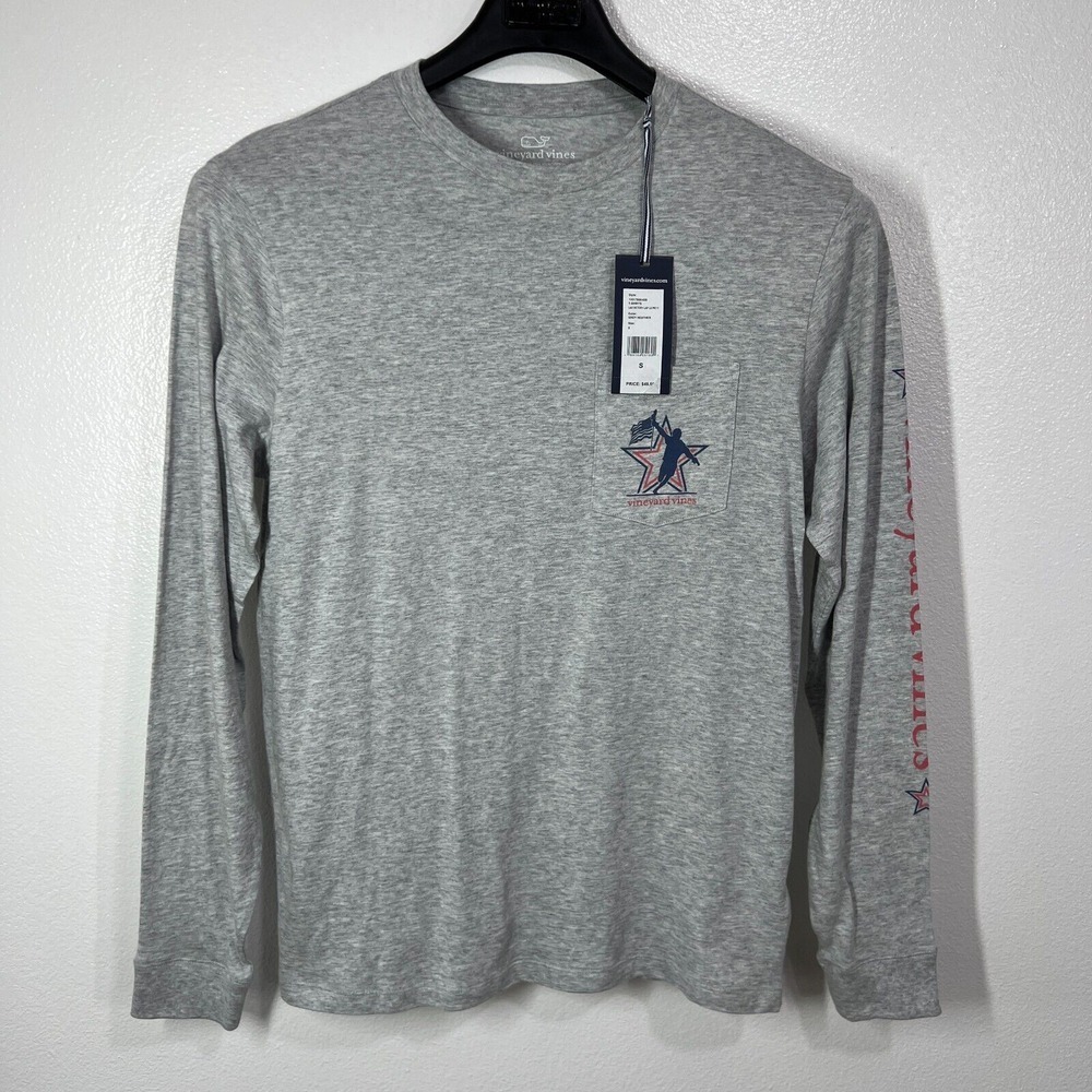 Vineyard Vines Mens Small Lacrosse Victory Lap Chest Pocket Graphic T-Shirt